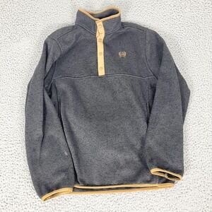 Cinch Sweater Mens Medium Gray Fleece Snap Mock‎ Neck Pullover Western Logo
